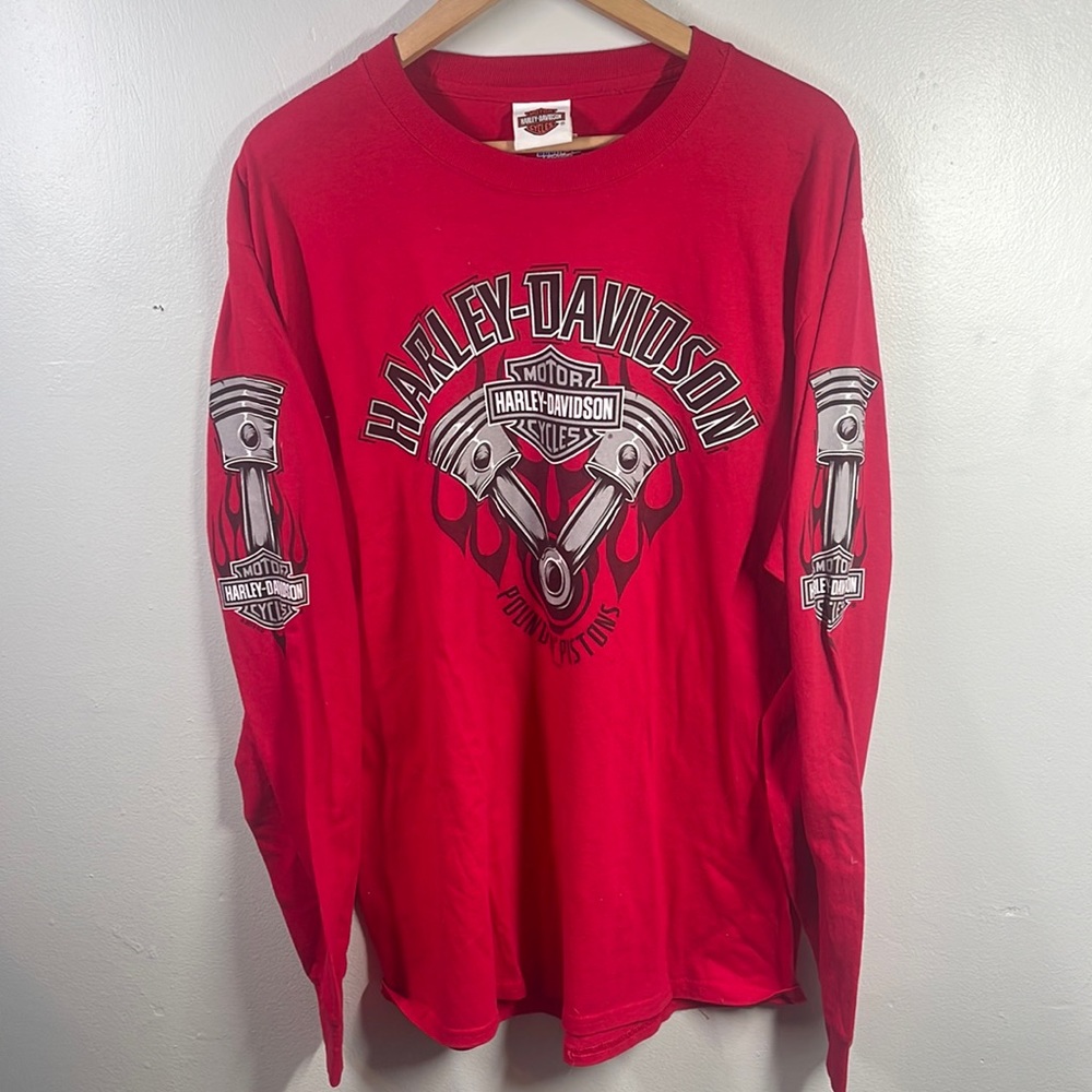 Vintage mens large red long sleeve Harley Davidson motorcycle shirt Mexico